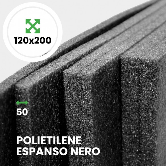 Pannello Espanso di polietilene Nero altezza 120 lunghezza 200 cm spessore 50 mm